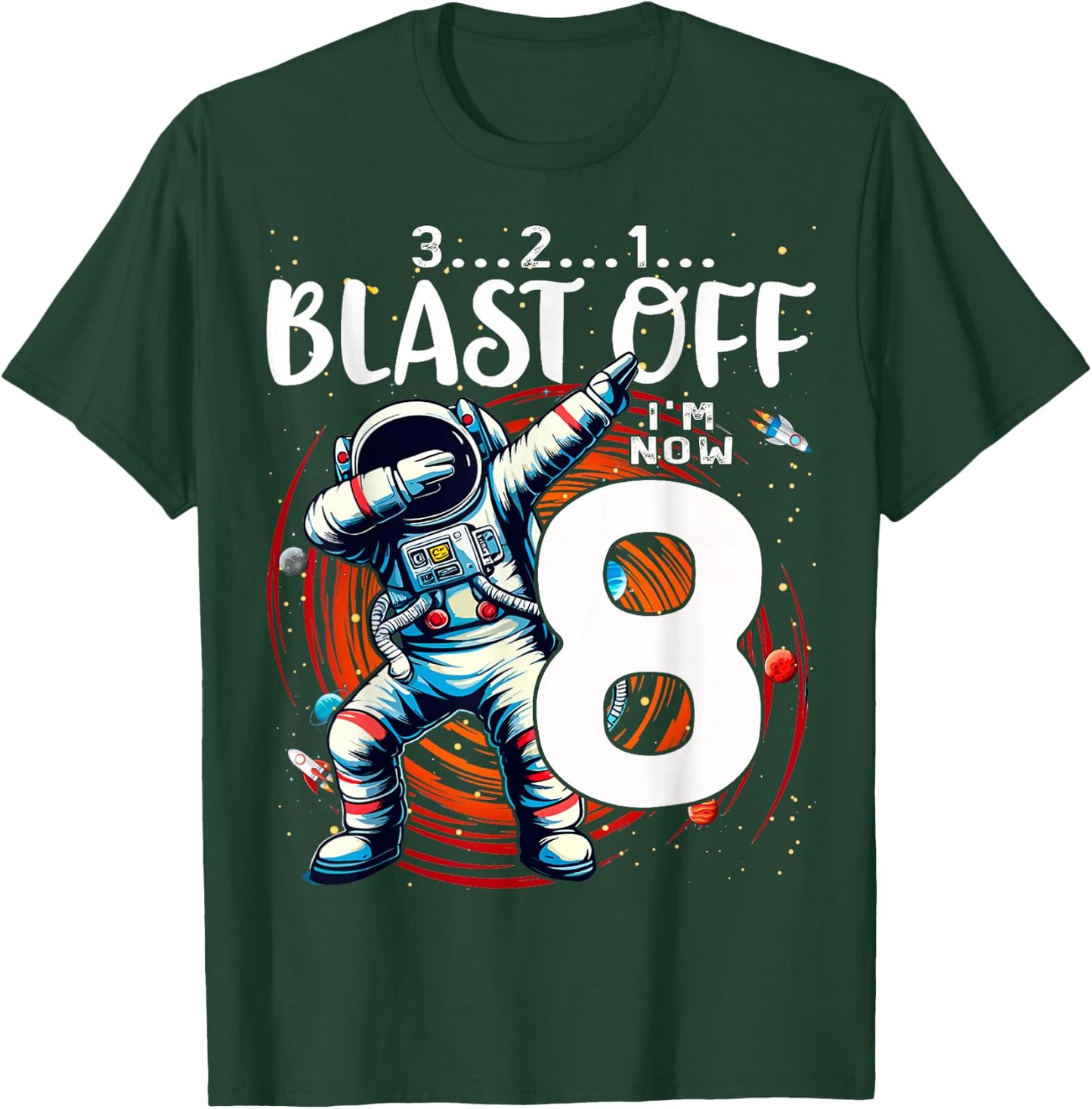 8 Birthday Boy Astronaut Astronomy 8th Year Old Birtday T-Shirt - T-Shirt | Forest
