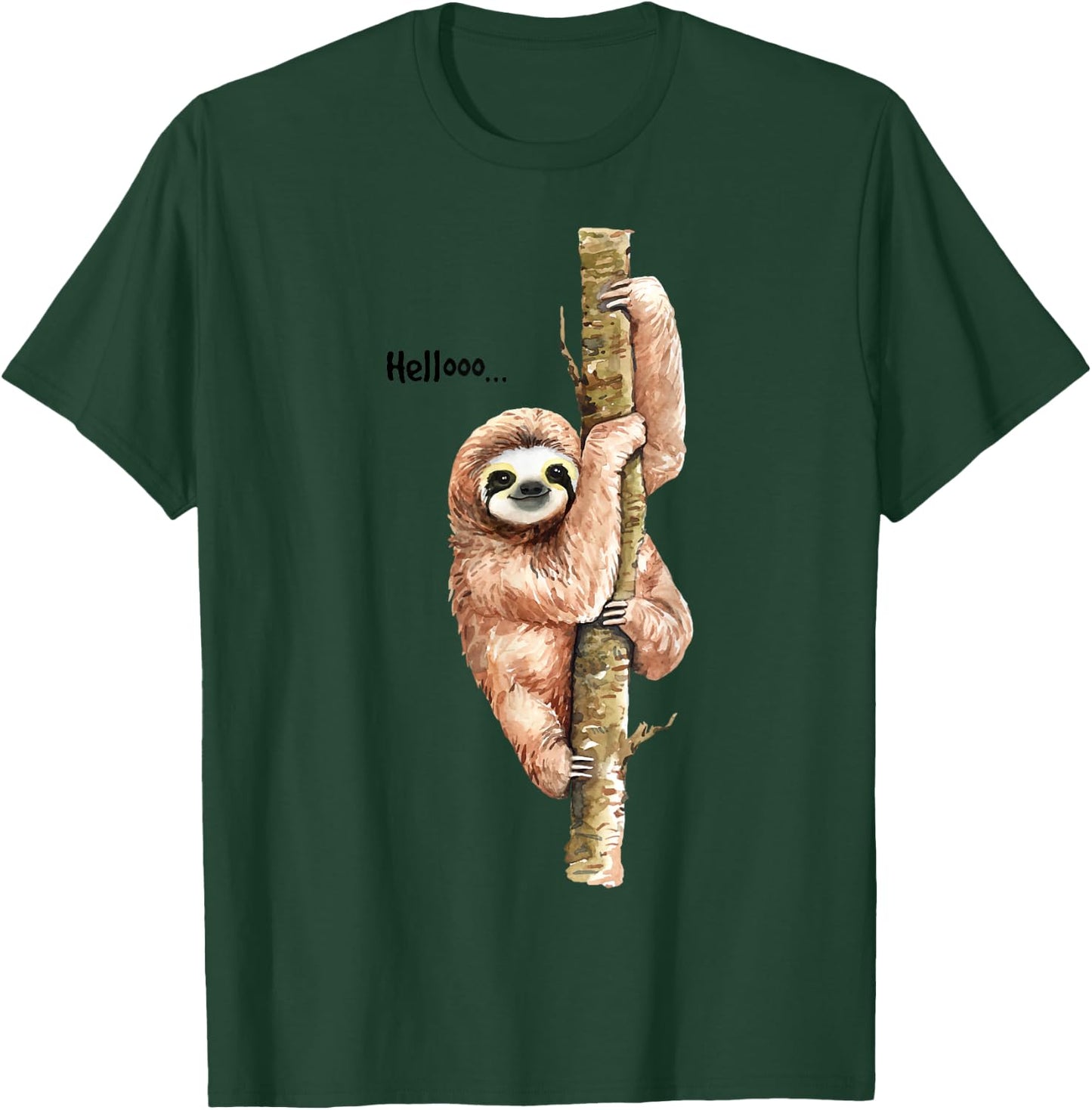 Sloth Hello Watercolor T-Shirt - T-Shirt | Forest