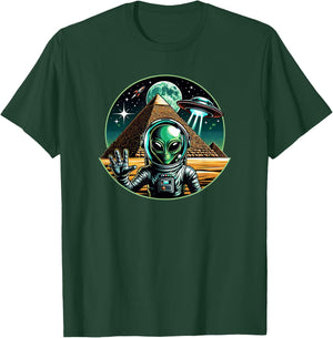 Alien Astronaut UFO Pyramid, Funny Alien T-Shirt - T-Shirt | Forest