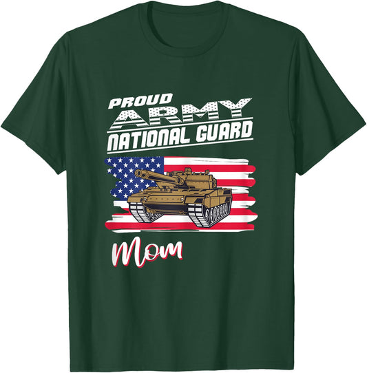 Proud Army National Guard Mom USA Heart Shirt Mothers Day T-Shirt - T-Shirt | Forest