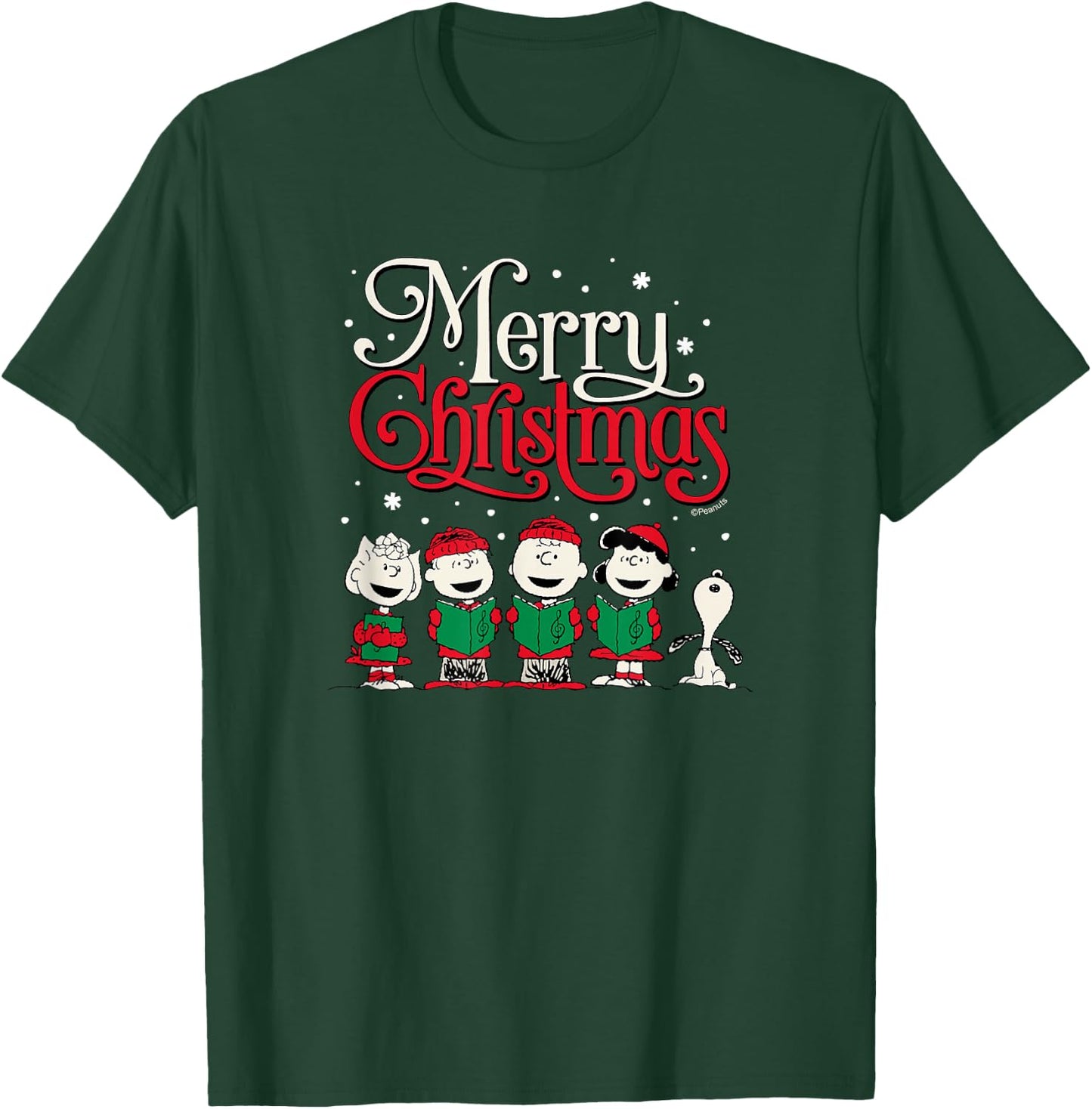 Peanuts - Snoopy Charlie Linus Sally Merry Christmas Choir T-Shirt - T-Shirt | Forest