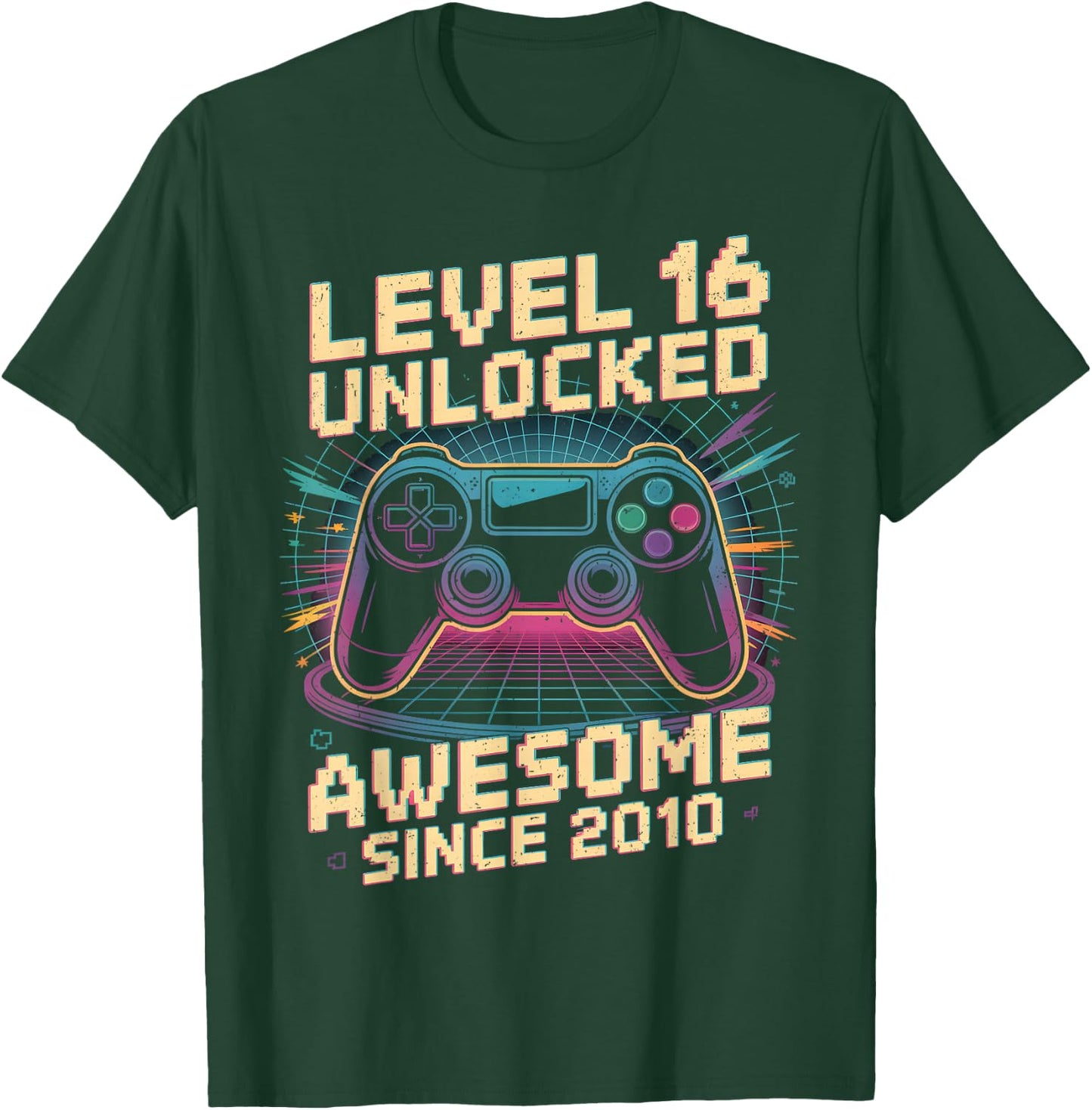 16 Year Old Boy Level 16 Gamer 2010 16th Birthday Party Gift T-Shirt - T-Shirt | Forest
