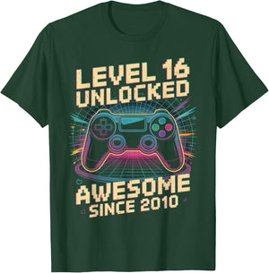 16 Year Old Boy Level 16 Gamer 2010 16th Birthday Party Gift T-Shirt - T-Shirt | Forest