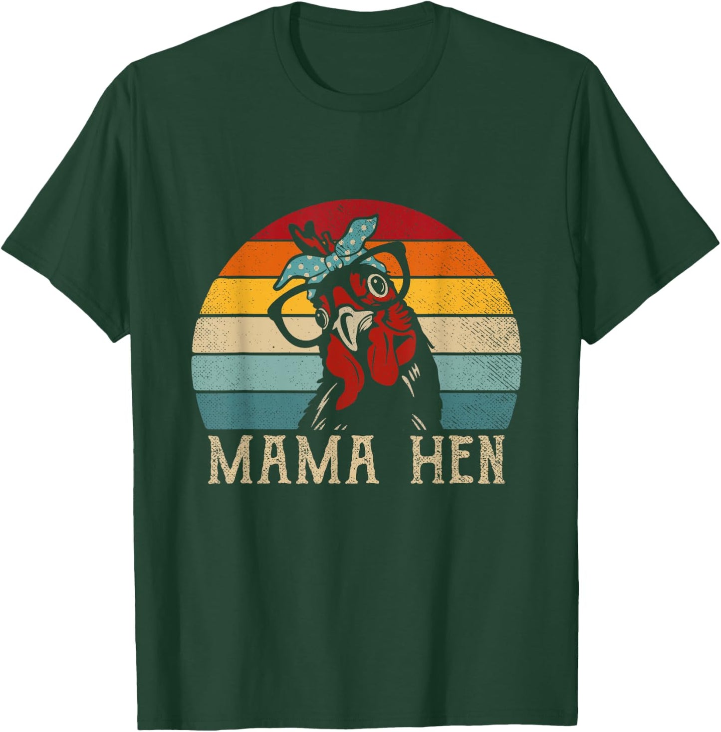 Funny Mama Hen Apparel 80s Vintage Retro Chicken Mom Mother T-Shirt - T-Shirt | Forest