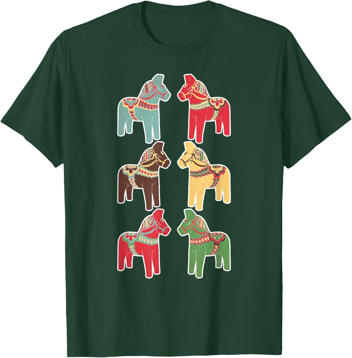 Dala Horses Swedish Vintage T-Shirt - T-Shirt | Forest