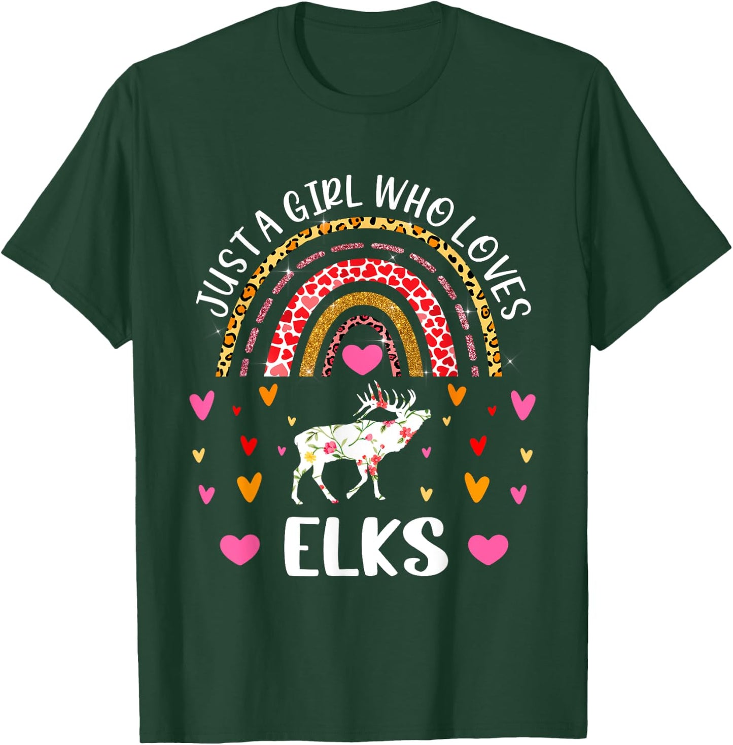 Just A Girl Who Loves Elks Rainbow Elk Lover T-Shirt - T-Shirt | Forest