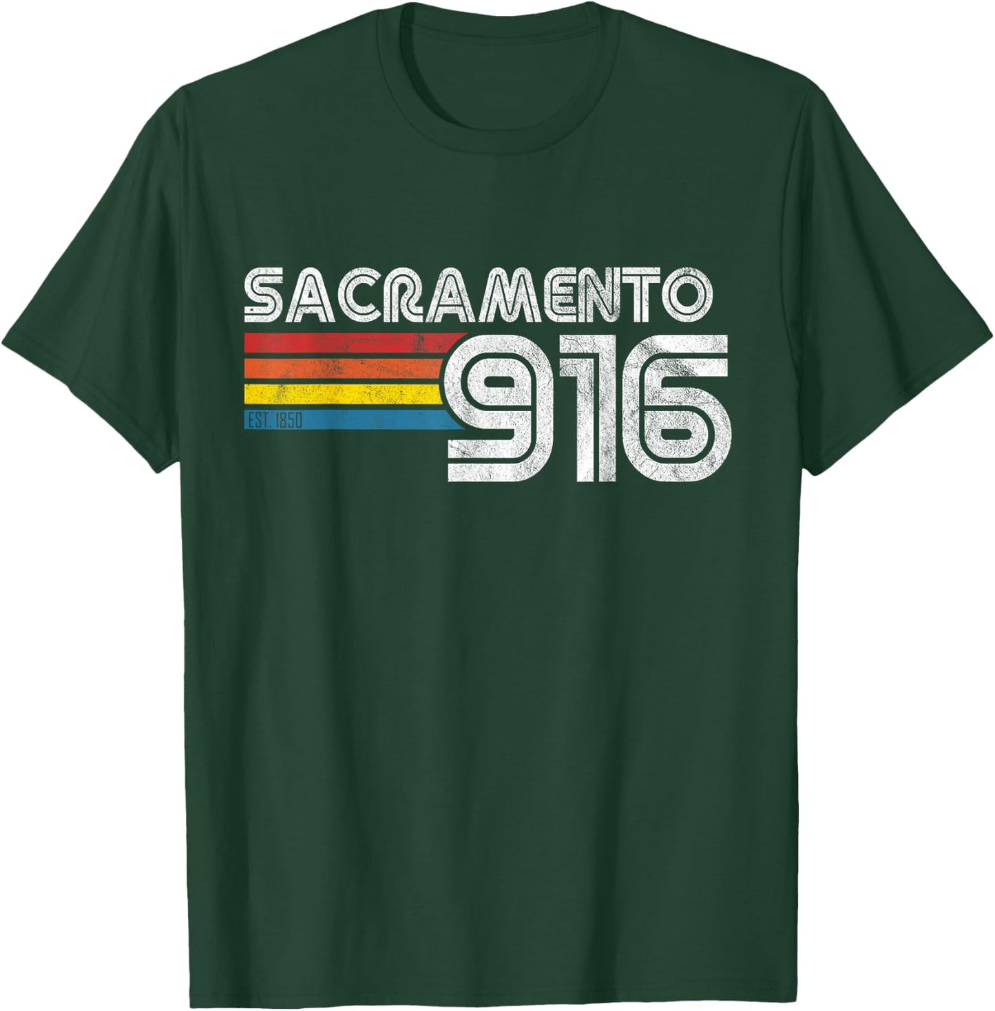 Vintage Sacramento | Proud 916 California State Gift T-Shirt - T-Shirt | Forest