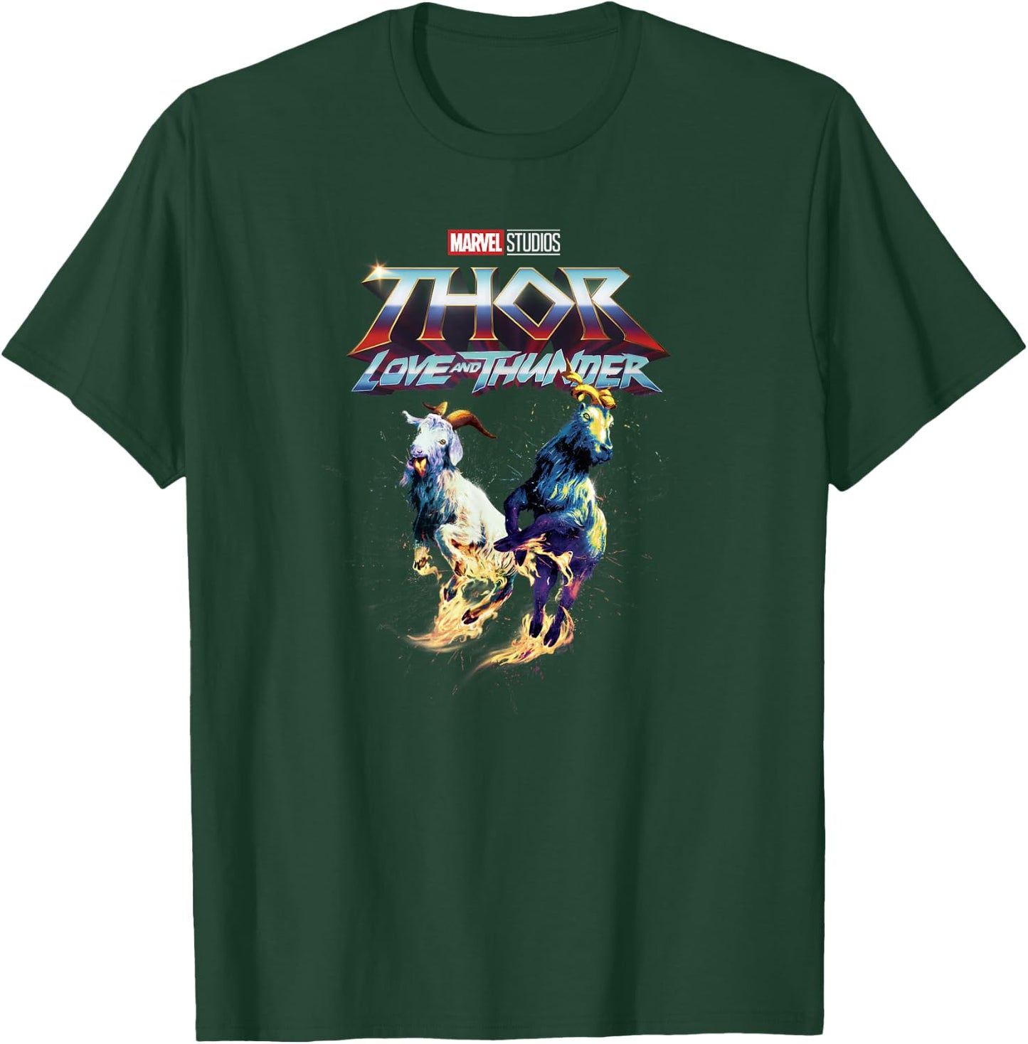 Marvel Thor: Love and Thunder Fiery Goats Poster T-Shirt - T-Shirt | Forest