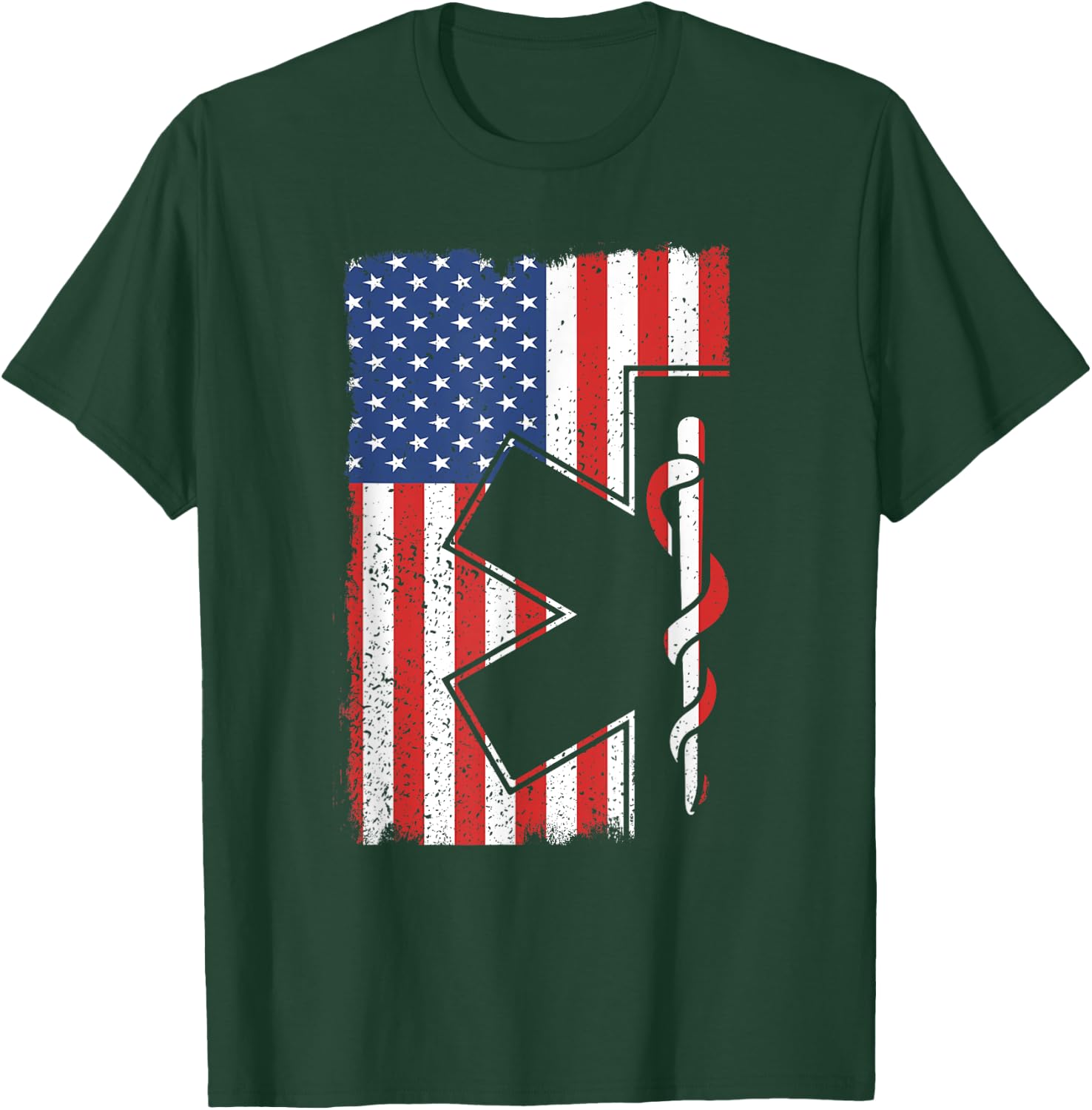 EMT EMS Shirt Paramedic T Shirt USA American Flag Gift Women Kids Men T-Shirt - T-Shirt | Forest