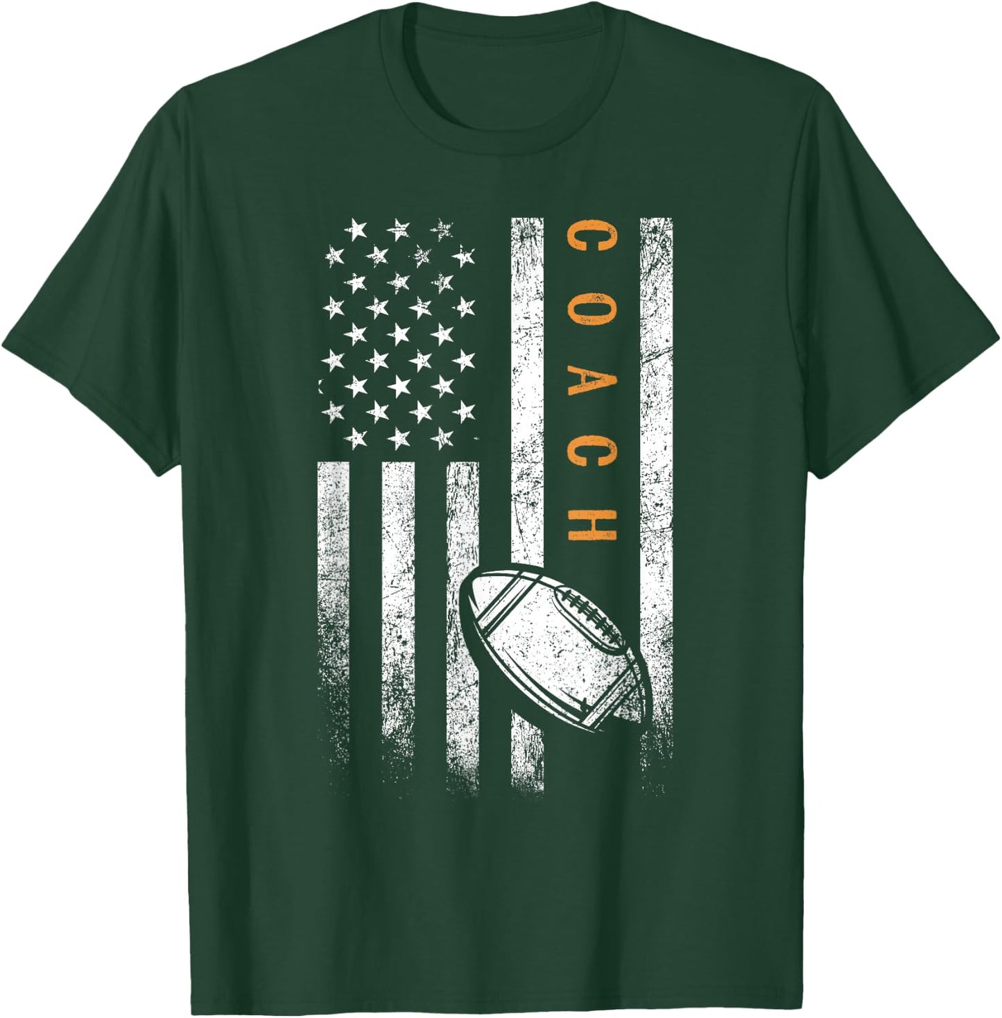 Football Coach American Flag Football Trainer Coaching T-Shirt - T-Shirt | Forest