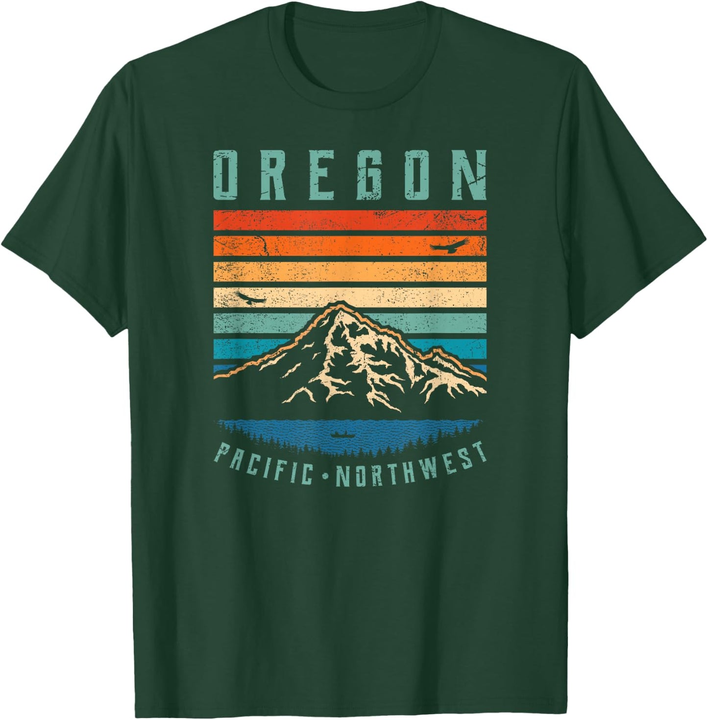 Oregon Retro T Shirt | Vintage Portland Home State Mountains T-Shirt - T-Shirt | Forest