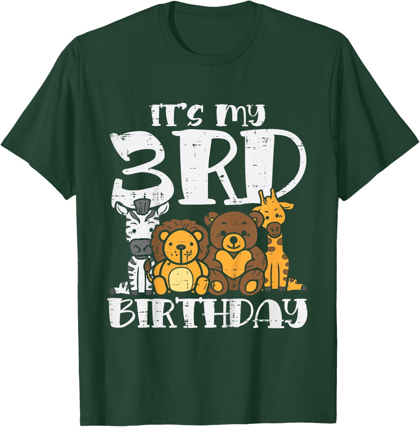 Its My 3rd Birthday Zoo Animals Safari Bday Party Boys Girls T-Shirt - T-Shirt | Forest