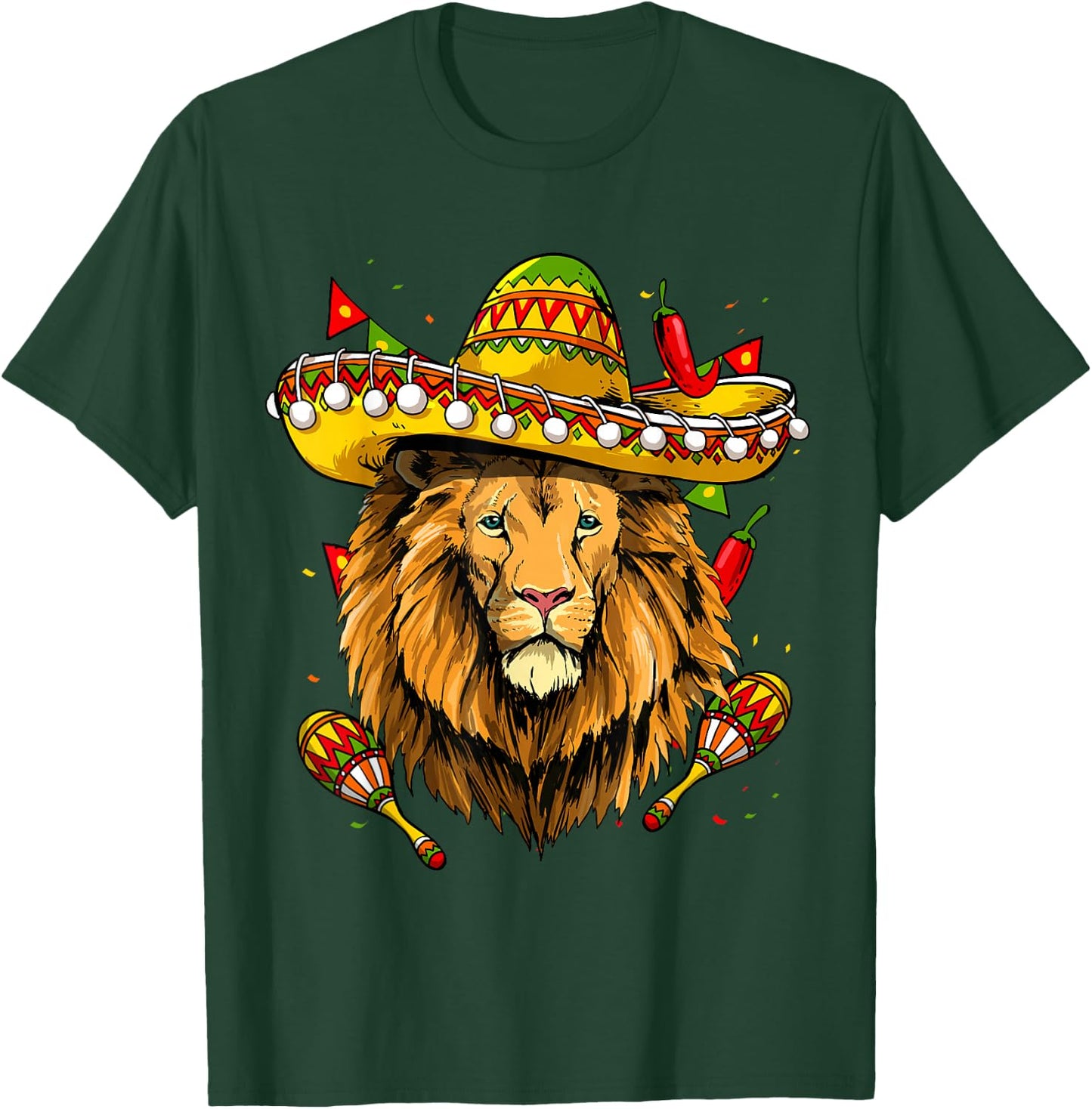 Cinco De Mayo Shirt Poncho Lion Head Mexican Fiesta Party T-Shirt - T-Shirt | Forest