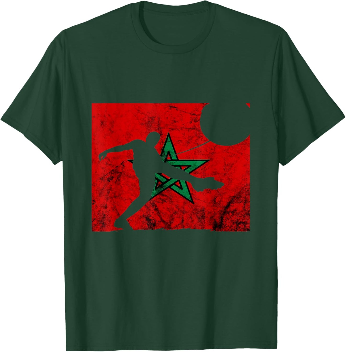 Morocco Moroccan Pride Player Moroccan Soccer Morocco Flag T-Shirt - T-Shirt | Forest