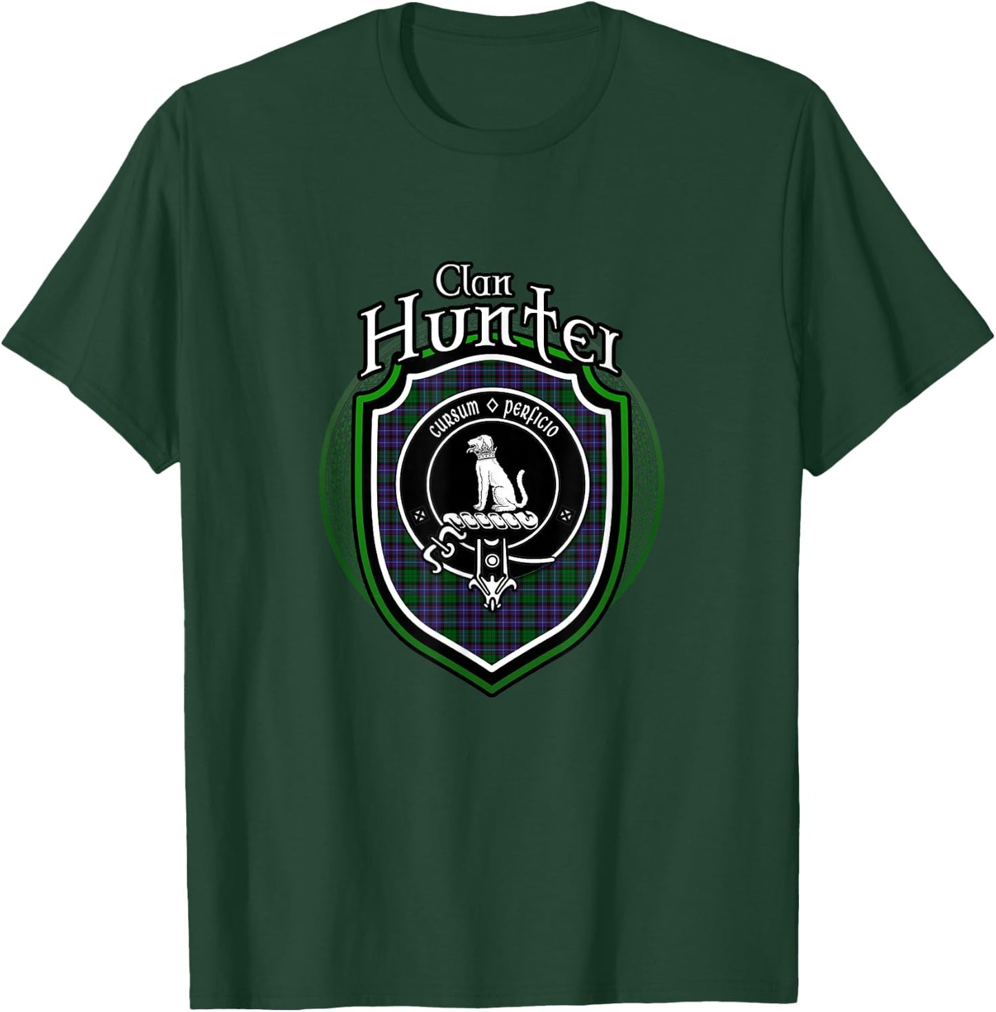 Hunter Clan Crest | Scottish Clan Hunter Family Crest Badge T-Shirt - T-Shirt | Forest