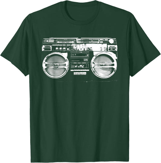 Retro Ghetto Blaster - Boom Box 80's 90's Hip Hip Rap T-Shirt - T-Shirt | Forest