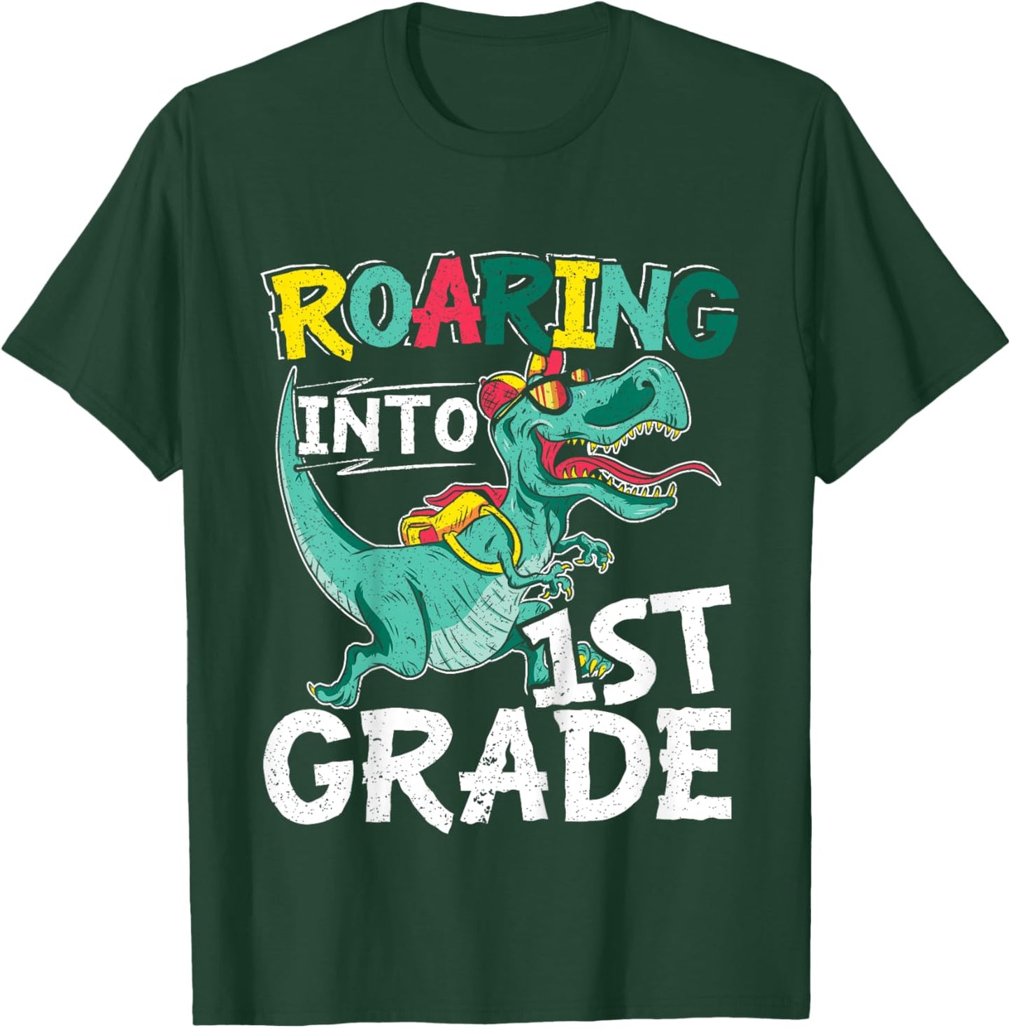 Kids Roaring Into 1st Grade First Day Of School Back To School T-Shirt - T-Shirt | Forest