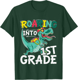 Kids Roaring Into 1st Grade First Day Of School Back To School T-Shirt - T-Shirt | Forest