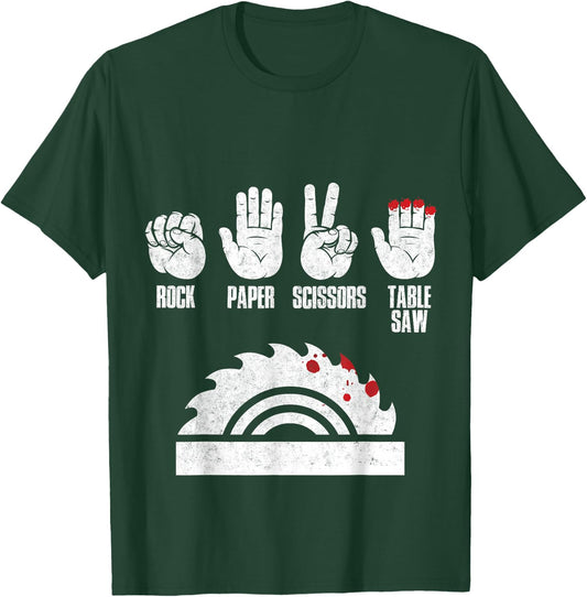 Rock Paper Scissors Table Saw Woodworker Gift T-Shirt - T-Shirt | Forest