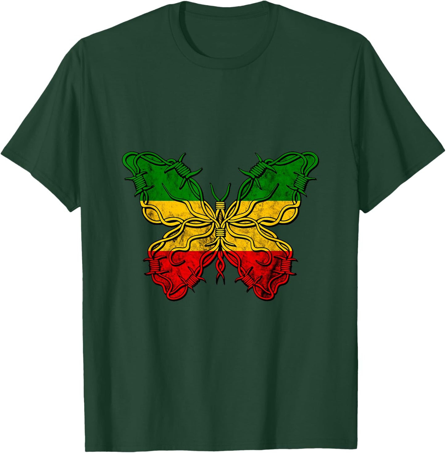 Reggae Butterfly Rasta Jamaica Rastafari Roots Jamaican T-Shirt - T-Shirt | Forest