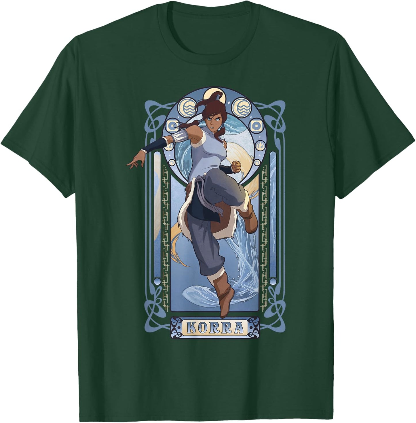 The Legend of Korra Elements Korra Art Nouveau Poster T-Shirt - T-Shirt | Forest