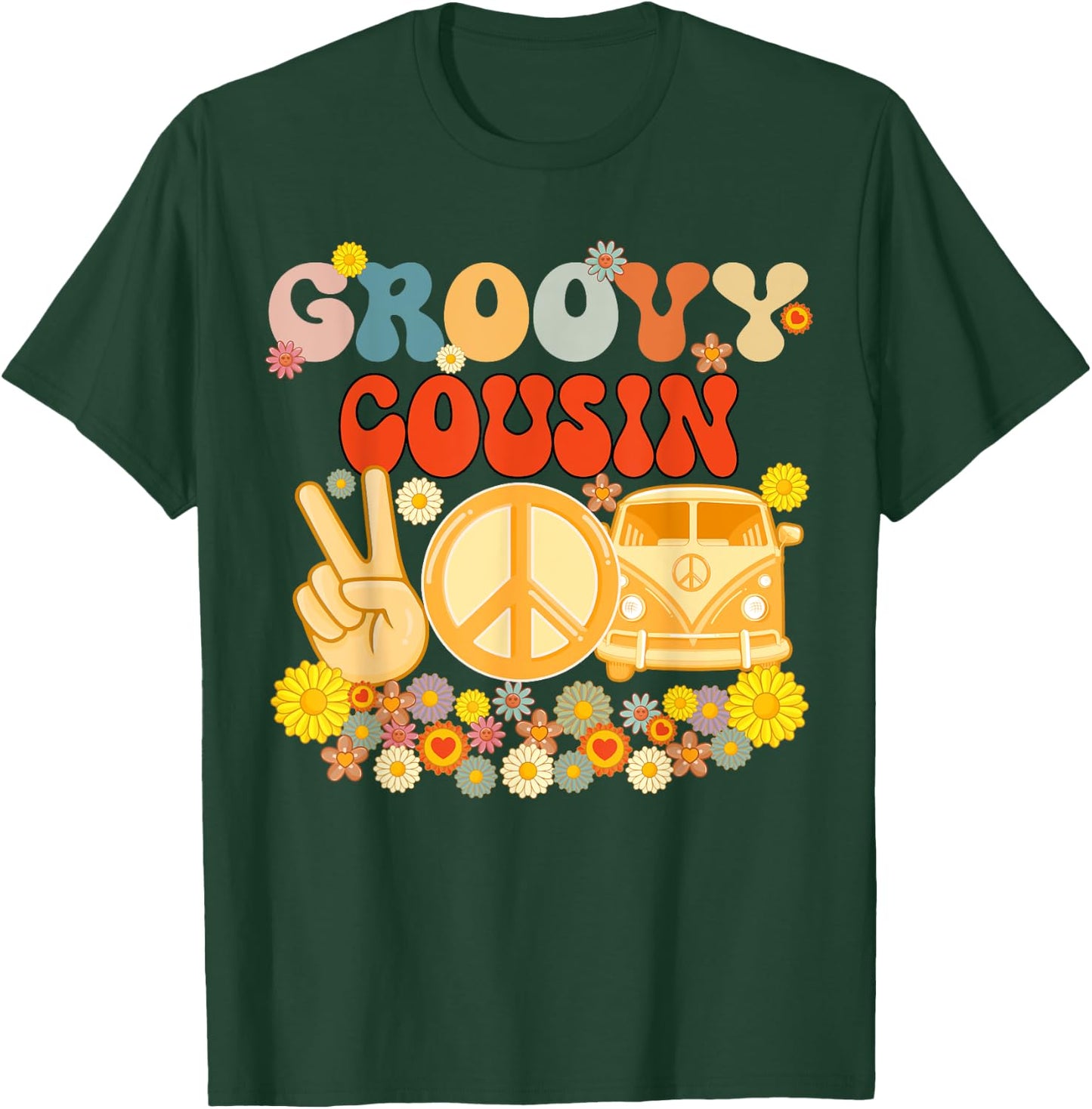 Groovy Cousin Retro Matching Family Baby Shower Father's Day T-Shirt - T-Shirt | Forest