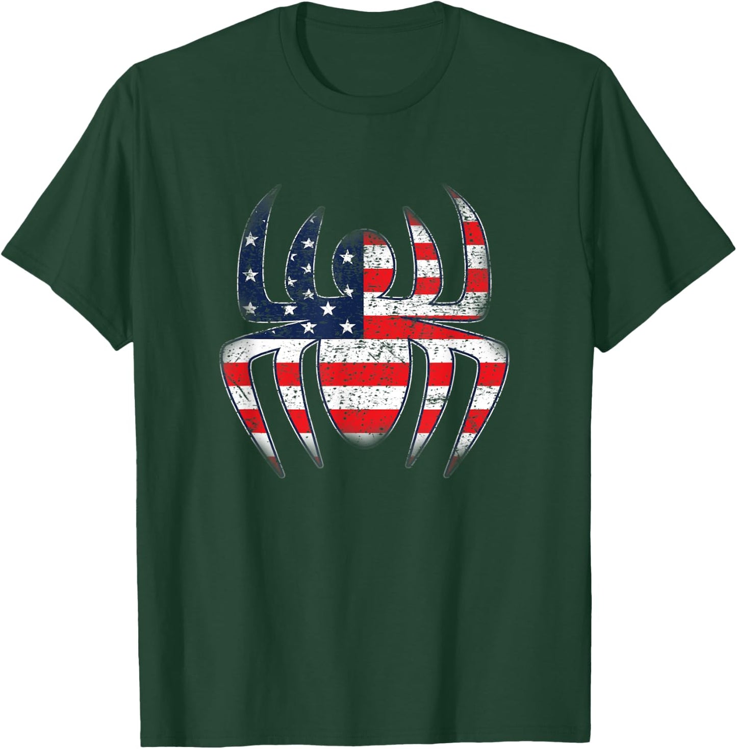 Kids Spider American Flag Cool 4th of July Vintage Graphic T-Shirt - T-Shirt | Forest