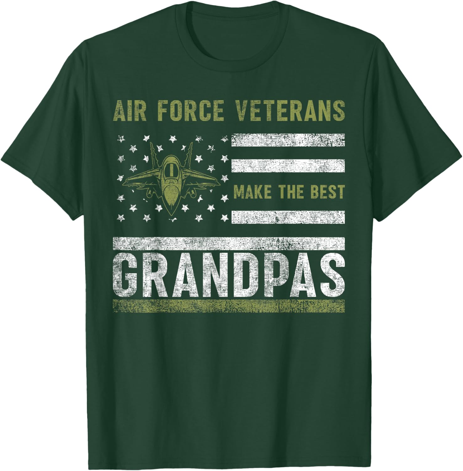 Air Force Veterans Make The Best Grandpas Memorial USA Flag T-Shirt - T-Shirt | Forest