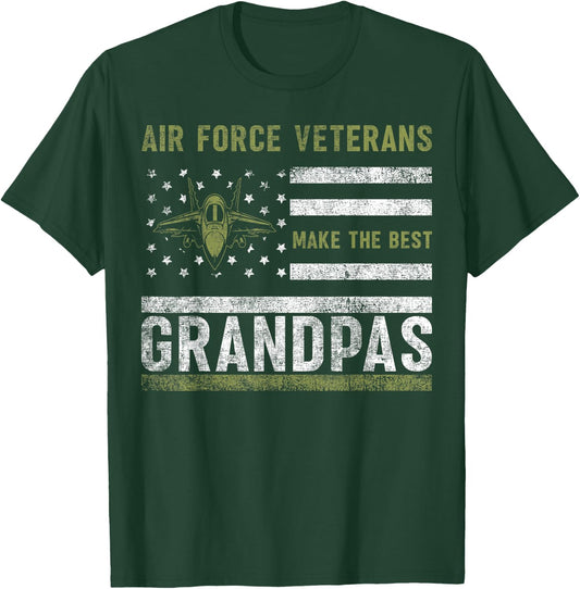Air Force Veterans Make The Best Grandpas Memorial USA Flag T-Shirt - T-Shirt | Forest