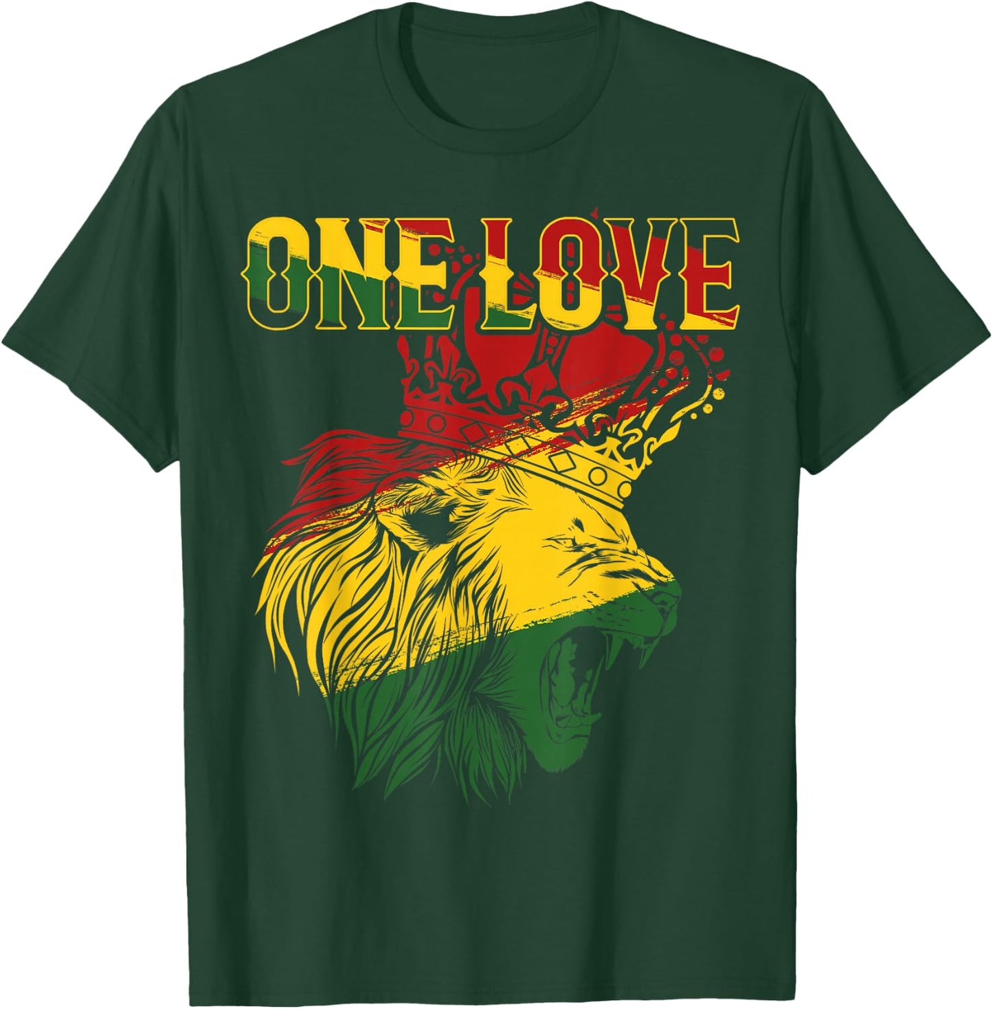One Love Rasta Lion Jamaican Pride Reggae African T-Shirt - T-Shirt | Forest