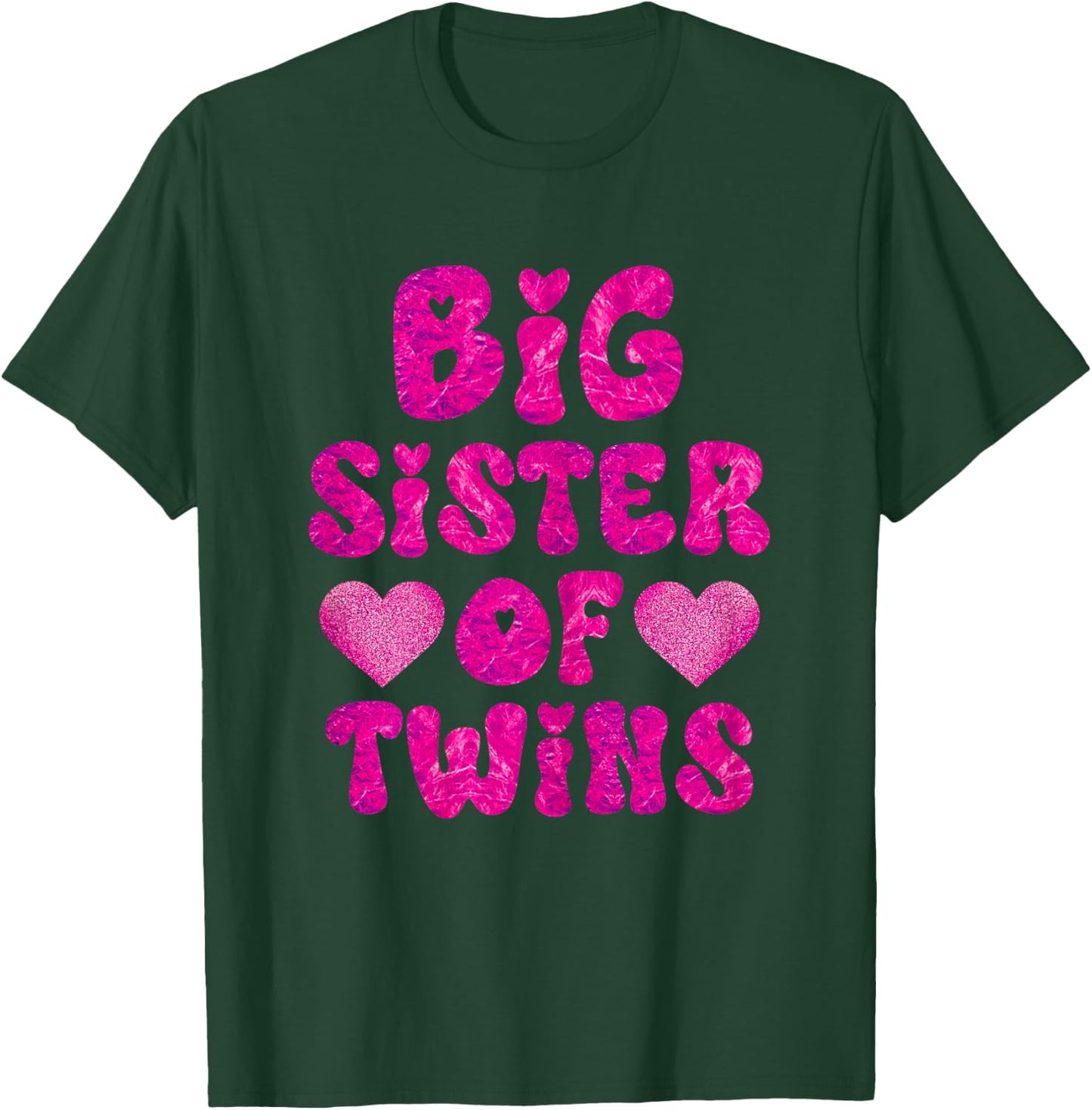Big Sister Of Twins New Big Sister Sibling Gifts T-Shirt - T-Shirt | Forest