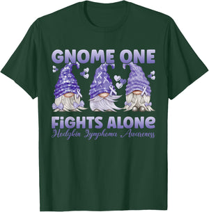 Gnome One Fights Alone Violet| Hodgkin Lymphoma Awareness T-Shirt - T-Shirt | Forest