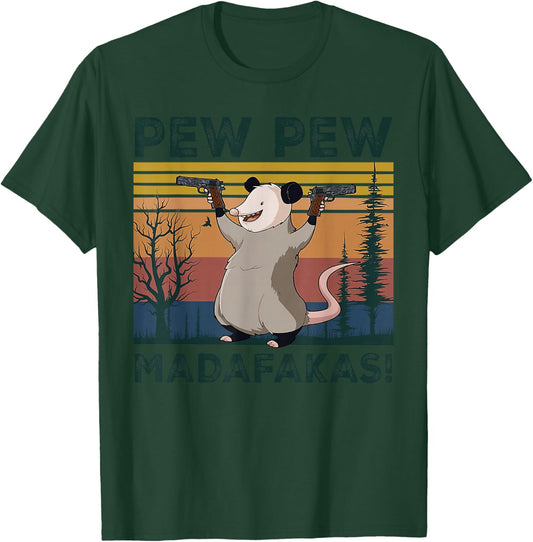 Ugly Cats Pew Pew Madafakas Gun And Opossum T-Shirt - T-Shirt | Forest