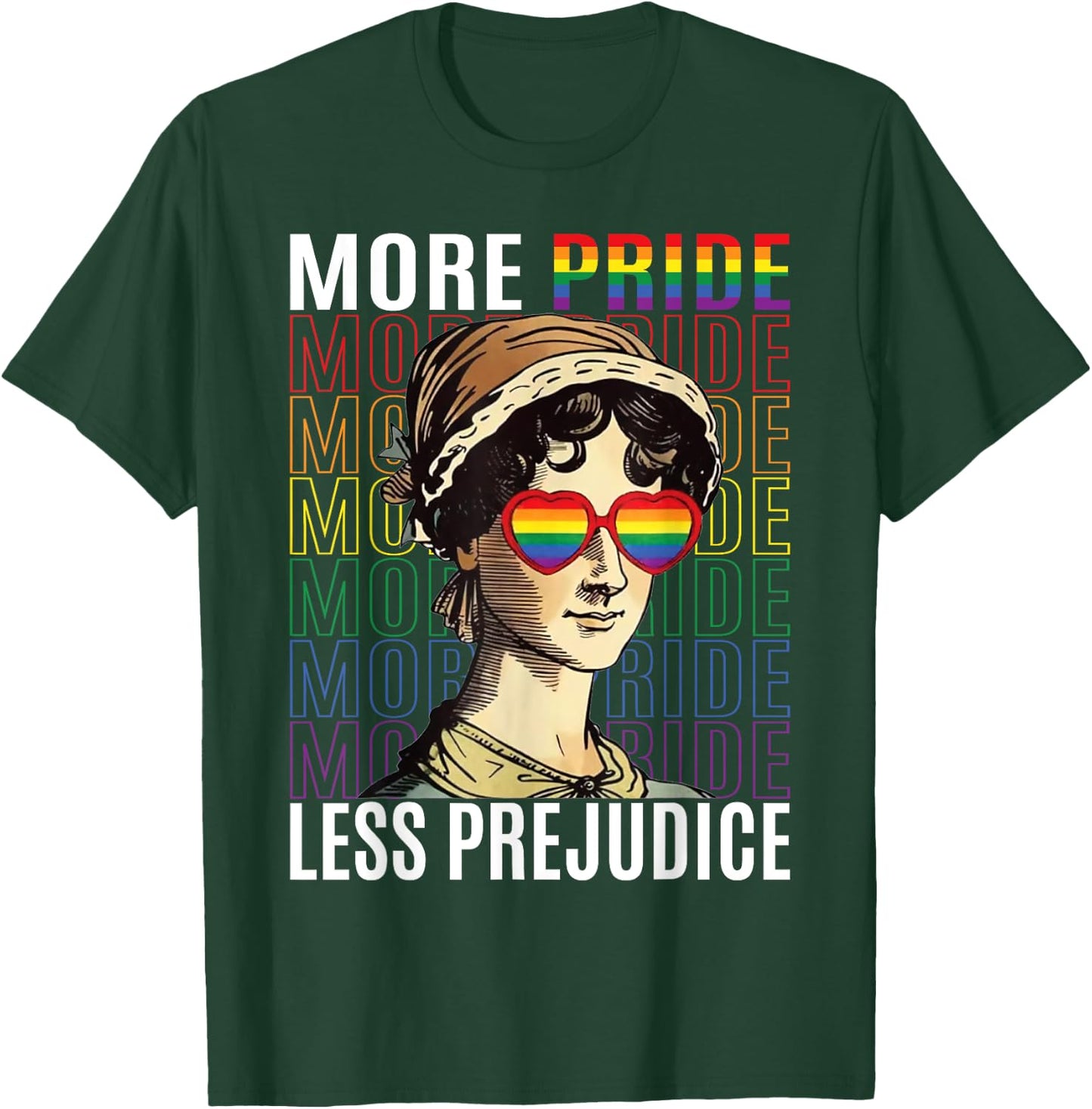 More Pride Less Prejudice Funny LGBTQ Pride Jane Austen T-Shirt - T-Shirt | Forest