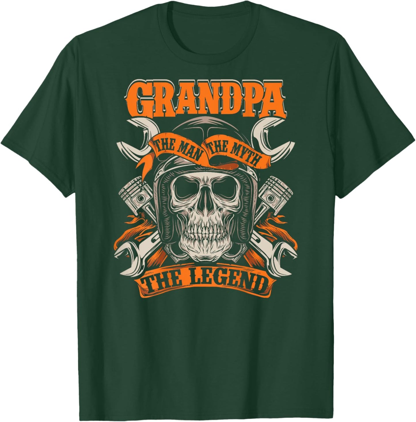 Biker Grandpa Design On Back Of Clothing Father's Day T-Shirt - T-Shirt | Forest