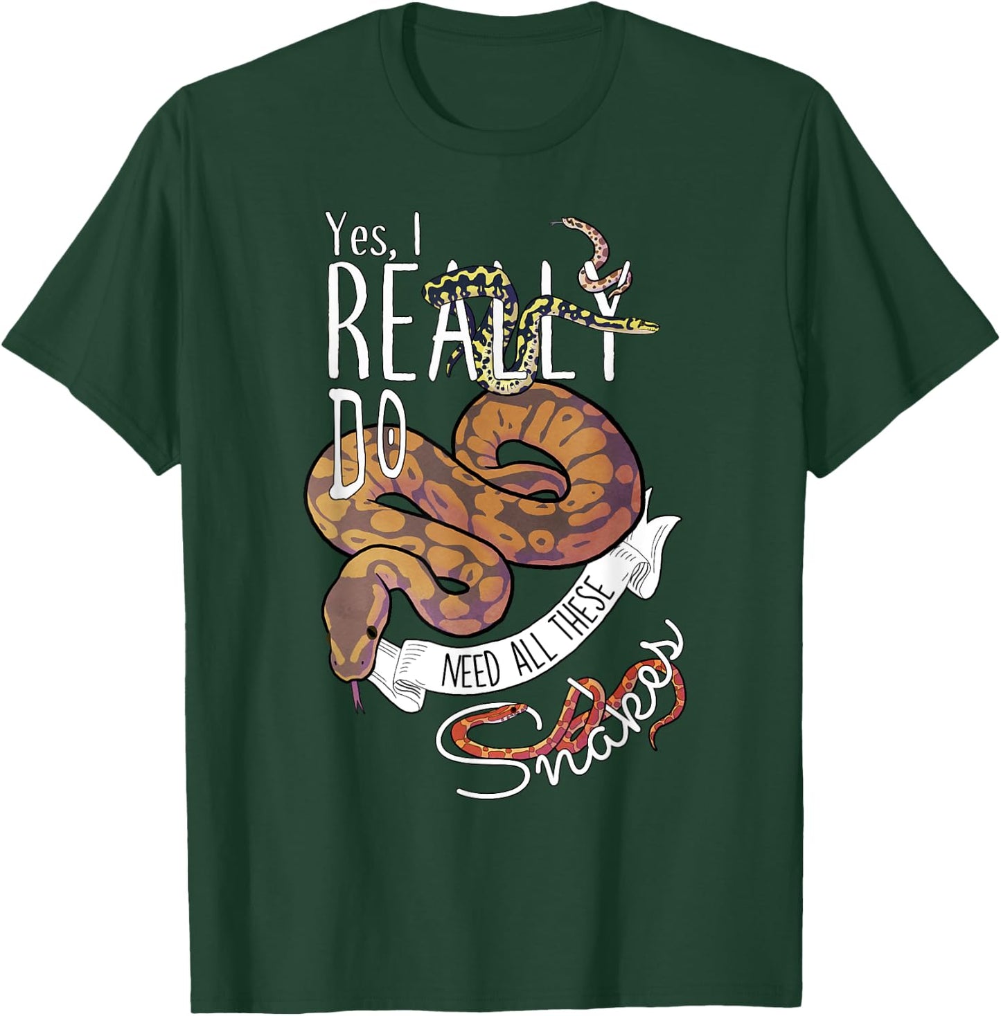 Funny Ball Python with Corn Hognose Carpet Snake Reptile T-Shirt - T-Shirt | Forest