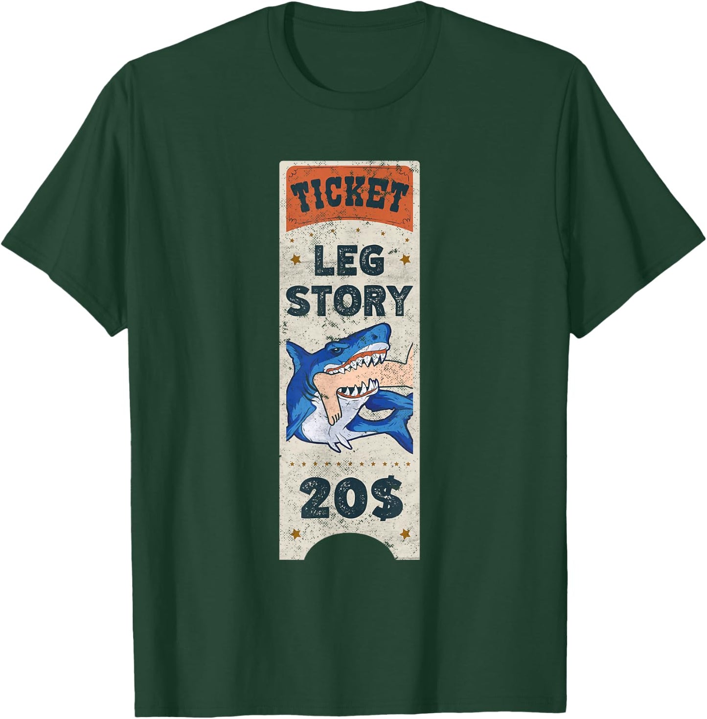 Amputee Funny Leg Story Amputation Surgery Shark Humor T-Shirt - T-Shirt | Forest