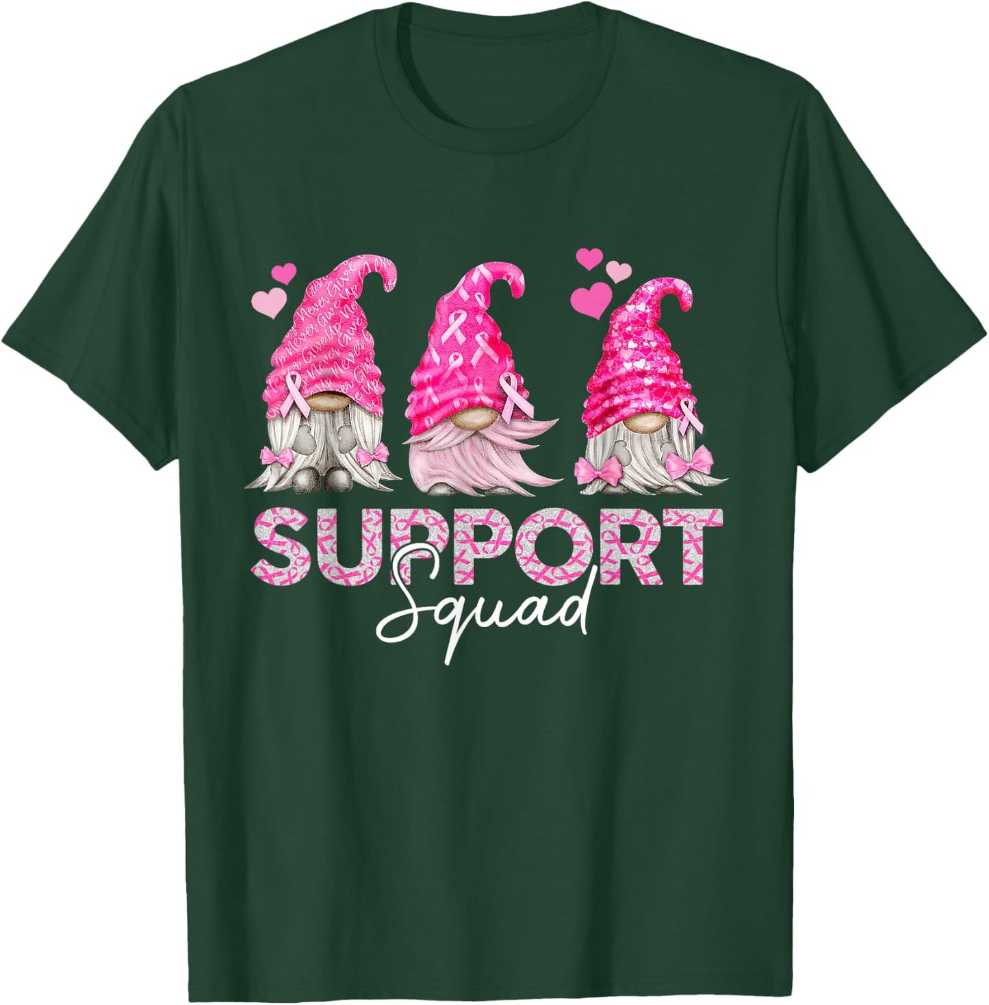 Funny Gnomies Support Squad Breast Cancer Awareness Month T-Shirt - T-Shirt | Forest