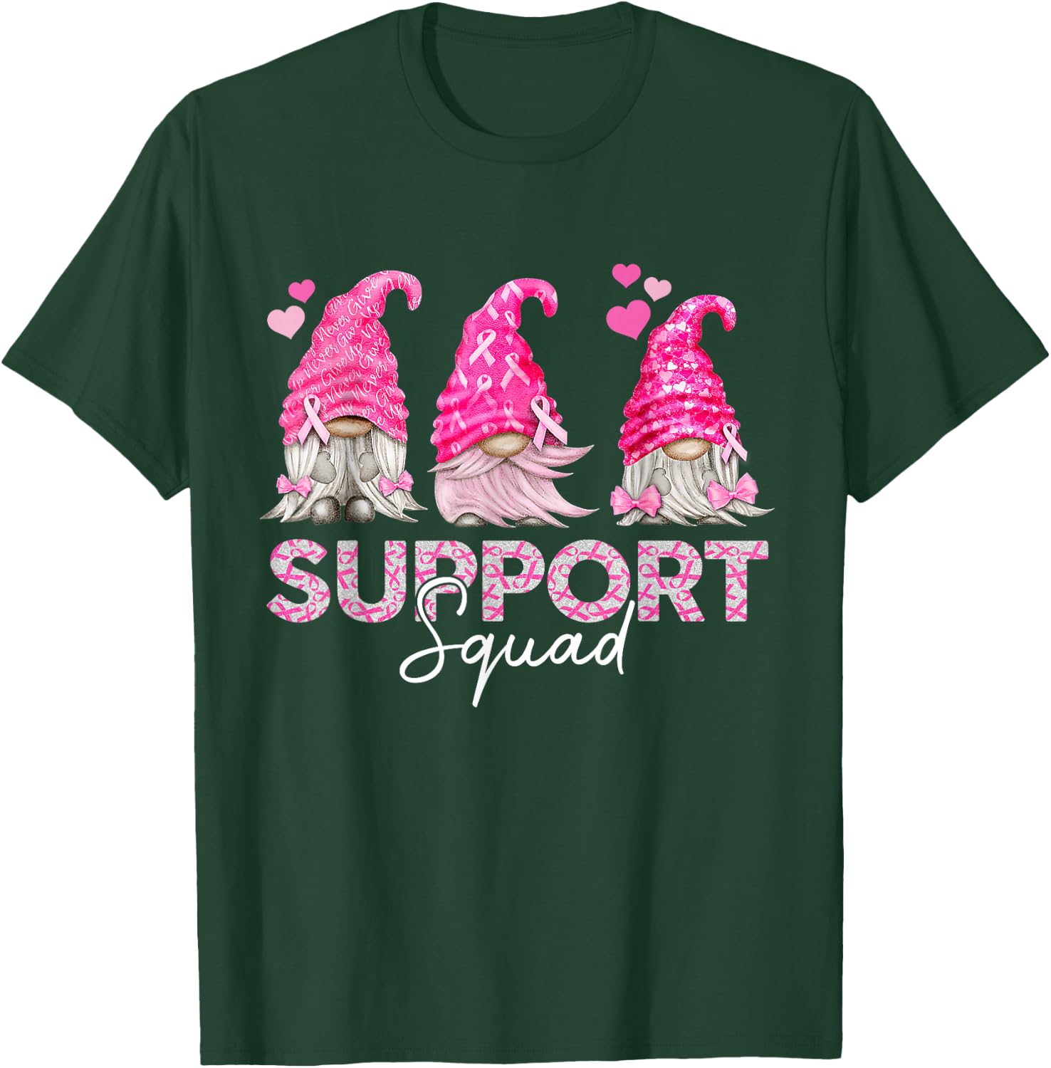 Funny Gnomies Support Squad Breast Cancer Awareness Month T-Shirt - T-Shirt | Forest