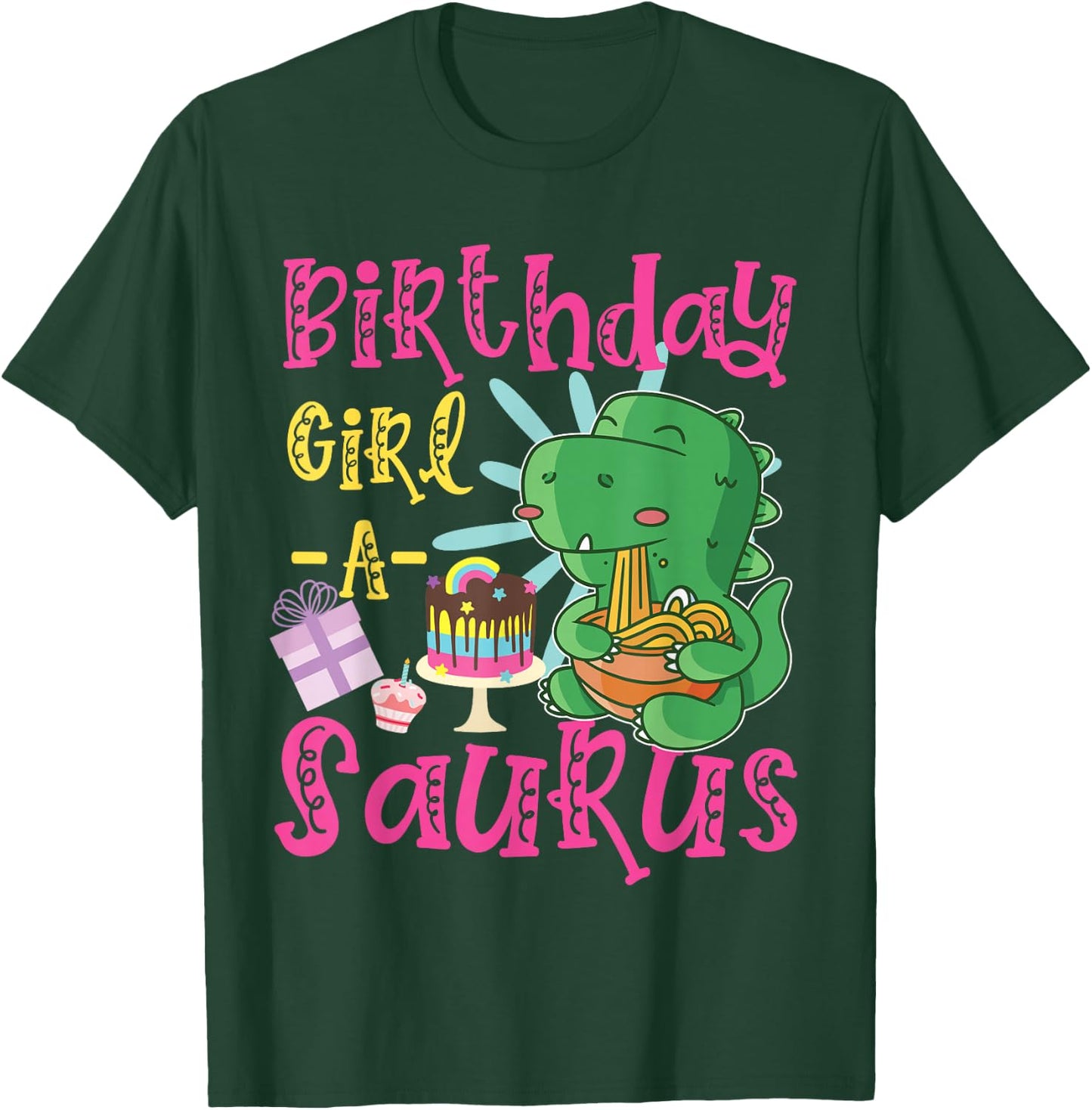 Birthday Girl-A-Saurus Cute Dinosaur T-Shirt - T-Shirt | Forest