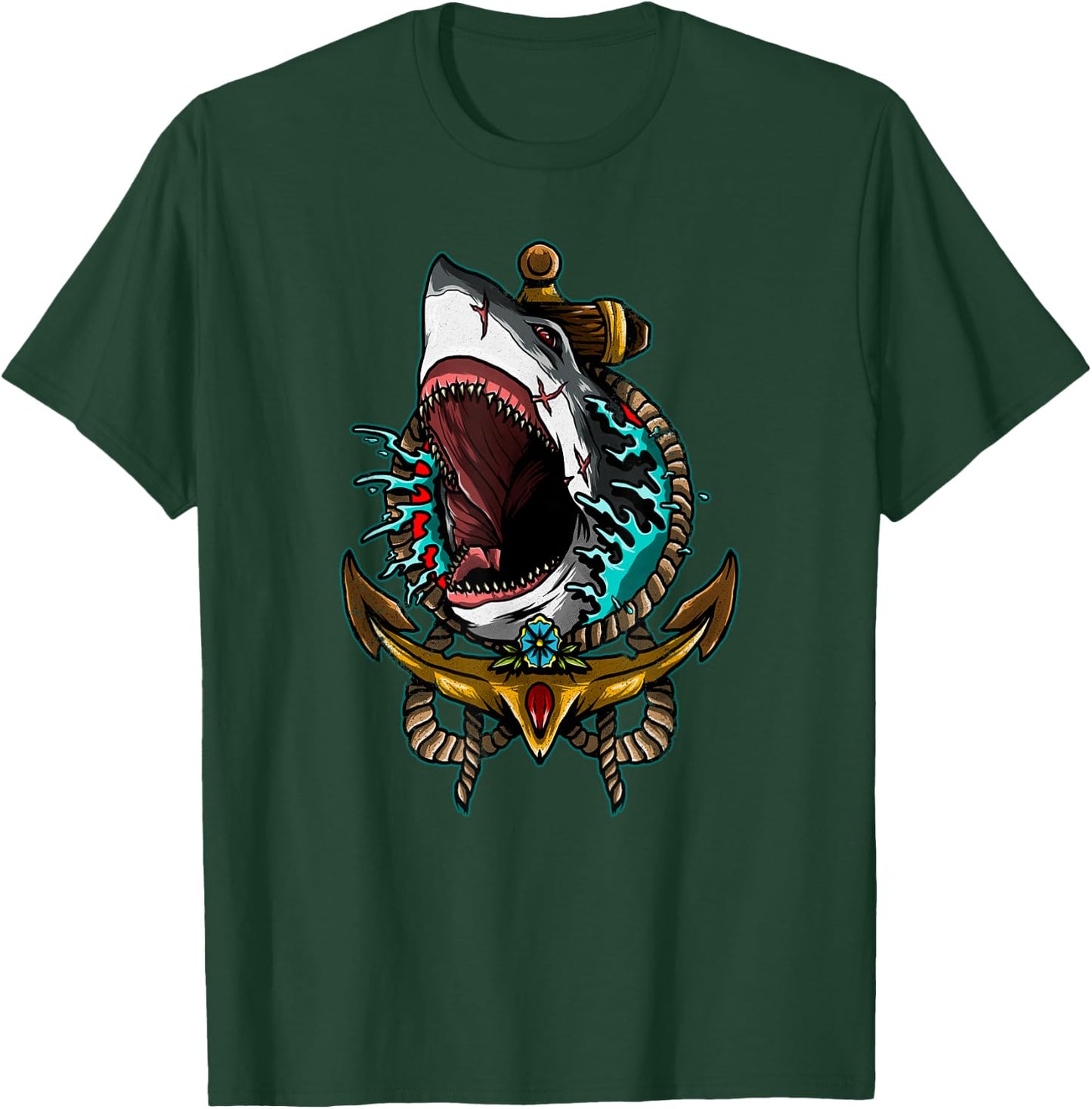 Shark Attack Heavy Death Metal Shark Gothic Occult Lover T-Shirt - T-Shirt | Forest