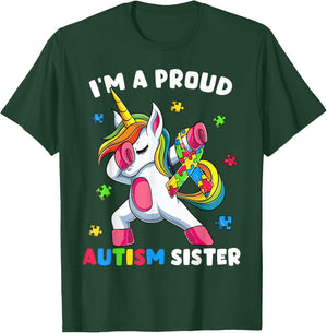 Proud Autism Sister Dab Dance Shirts, Girls Dabbing Unicorn T-Shirt - T-Shirt | Forest