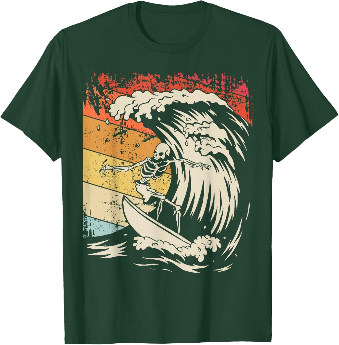 Vintage Surfing Skeleton Shirt Halloween Surfboard T-Shirt - T-Shirt | Forest