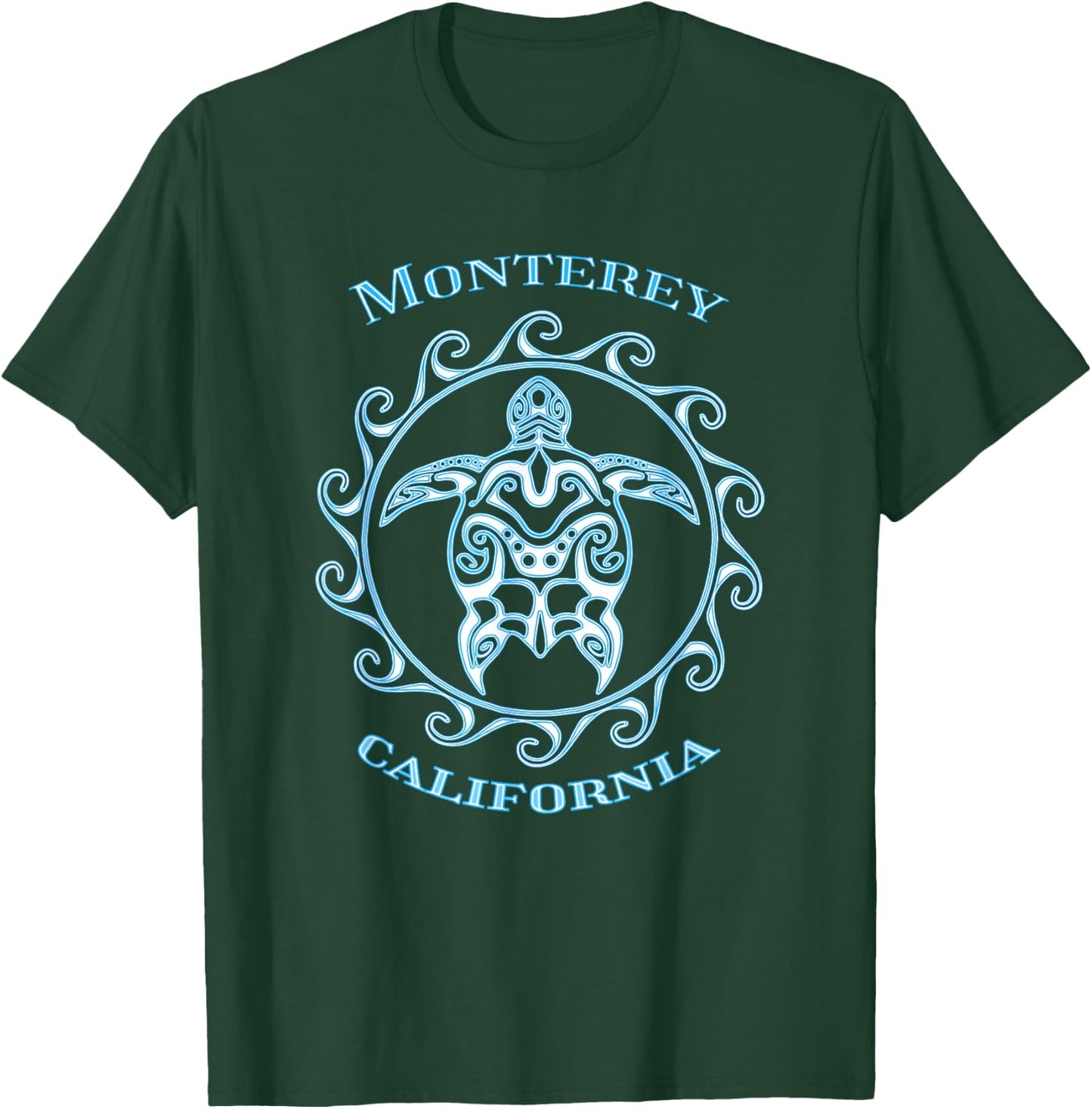Monterey California Tribal Sea Turtle Summer T-Shirt - T-Shirt | Forest