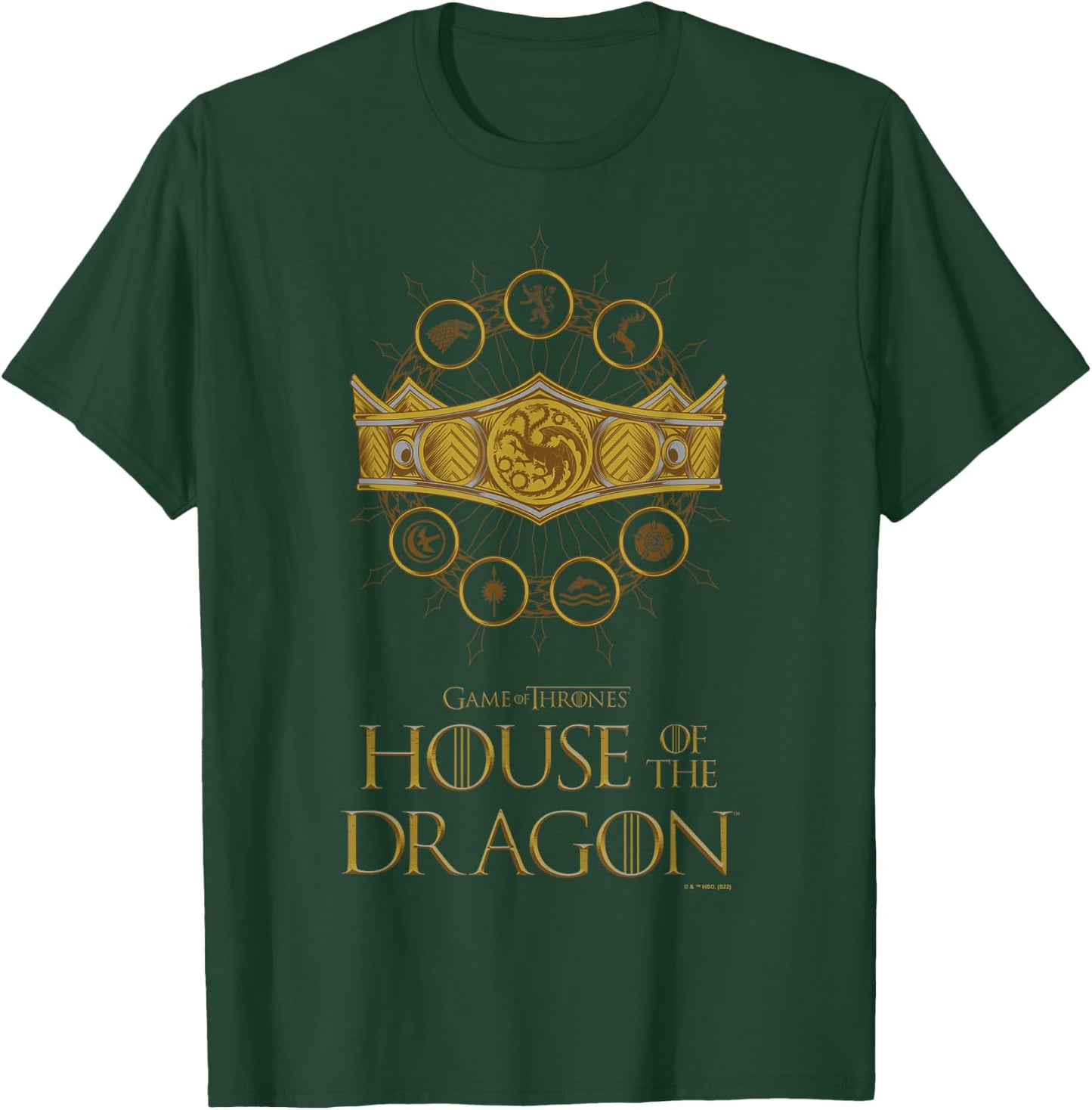 House of the Dragon Group Shot House Crests Crown V2 T-Shirt - T-Shirt | Forest