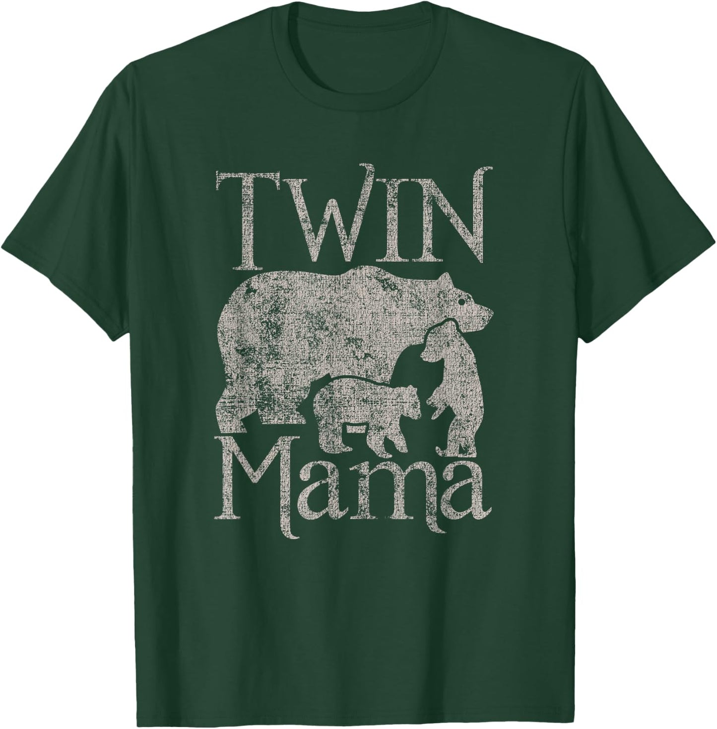 Twin Mama Mom Distressed Mothers Day T-Shirt - T-Shirt | Forest