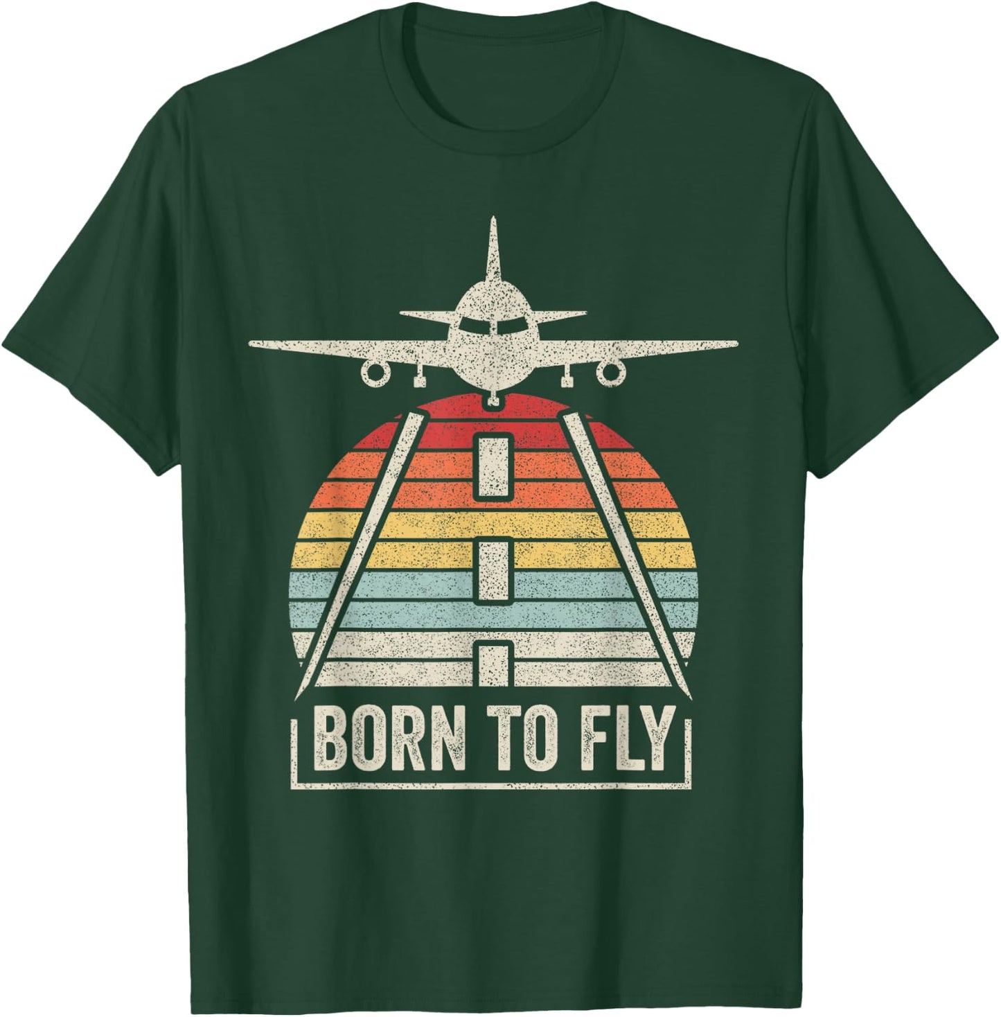 Vintage Retro Born To Fly Aviation Pilot Flying Airplane T-Shirt - T-Shirt | Forest