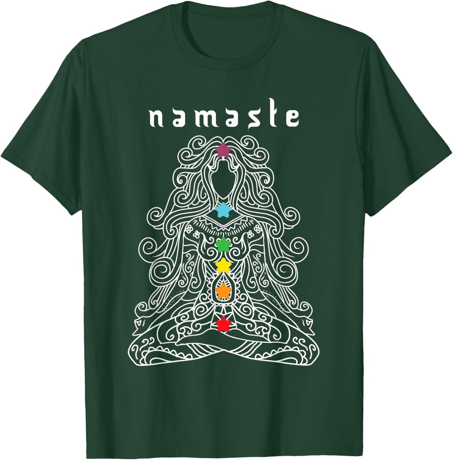 Namaste Design Yoga Pose with Chakra Awesome Gift T-Shirt - T-Shirt | Forest