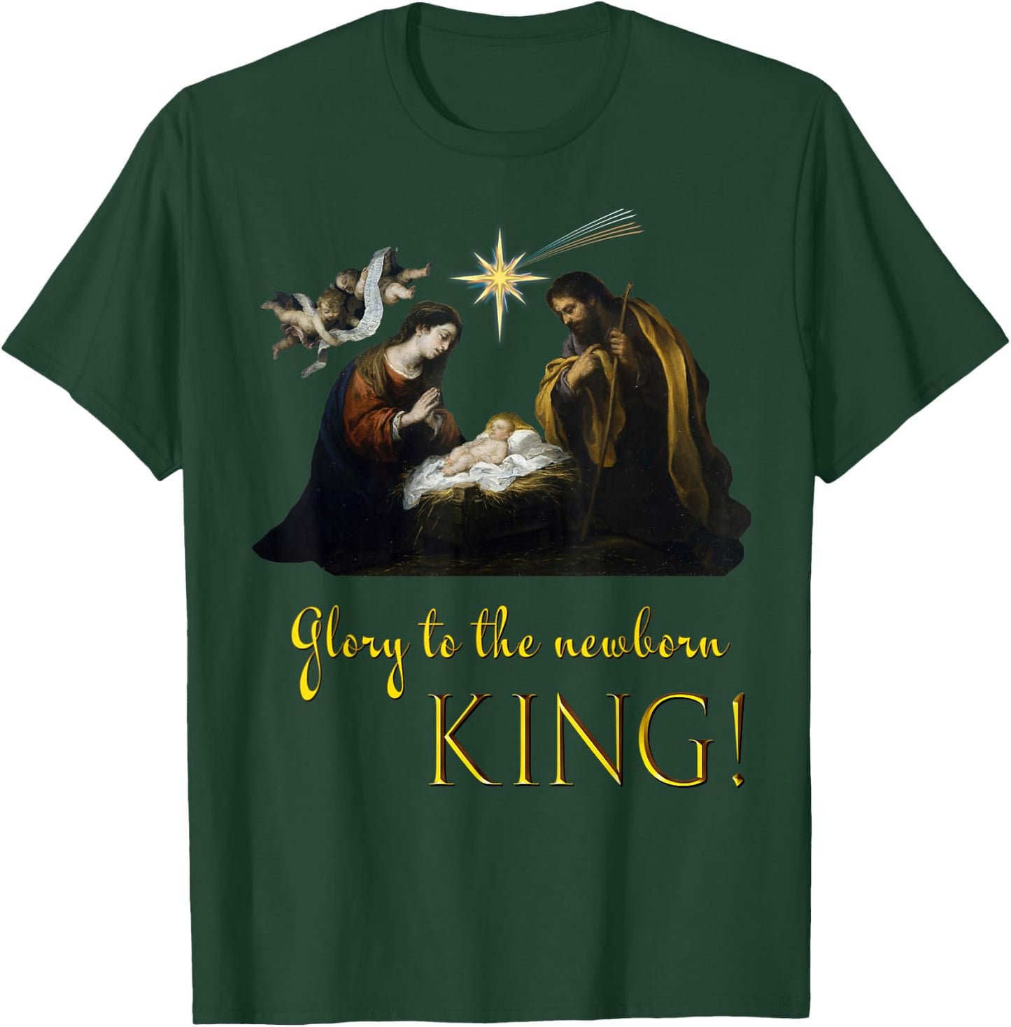 Christmas Religious Nativity Glory to the newborn King T-Shirt - T-Shirt | Forest