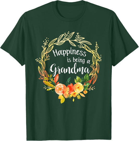 Happiness is being a Grandma Announcement Mothers Day T-Shirt - T-Shirt | Forest